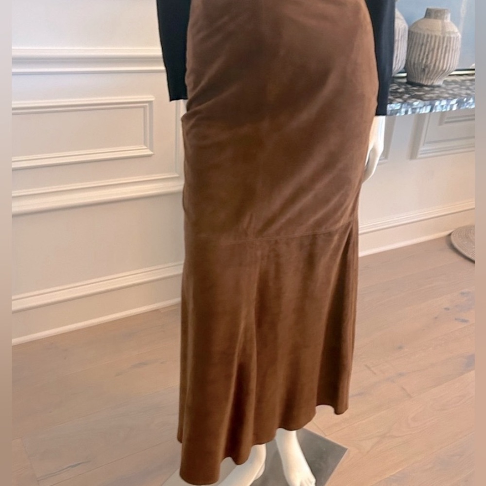 Suede Season! Western Spring Suede Cognac Brown Suede Maxi Skirt